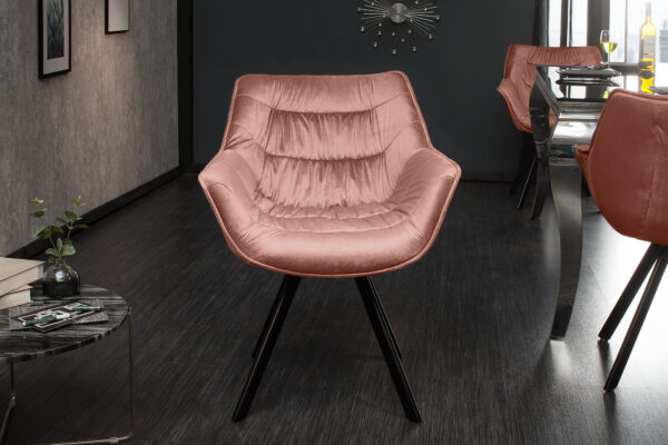 Scaun dining din catifea roz Dutch Comfort - imagine 3