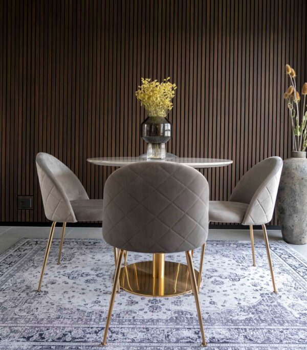 Set 2 scaune dining din catifea Geneve gri cu picioare aurii - imagine 2
