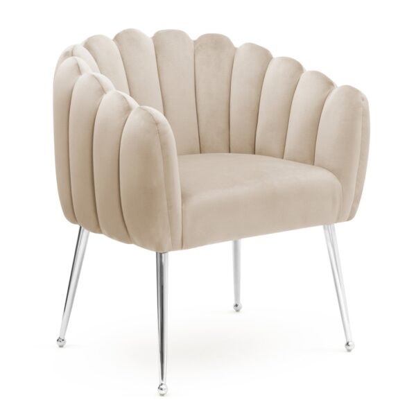 Scaun lounge bej/auriu din catifea Lili - imagine 2