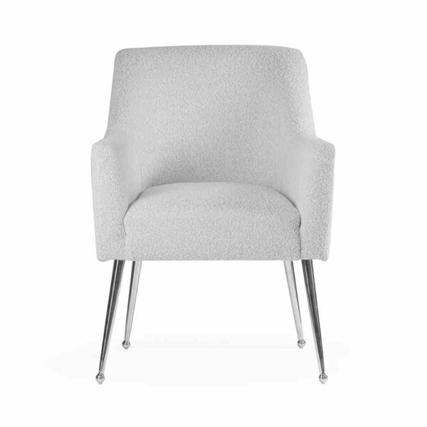 Scaun dining alb/argintiu din boucle Amadeus - imagine 3