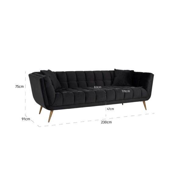 Canapea neagra/aurie din catifea Huxley - imagine 8