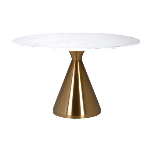 Masa dining alb auriu Ø130cm Tenille