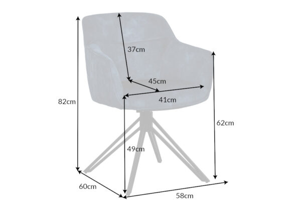 Scaun dining rotativ 180° din catifea albastru petrol Euphoria - imagine 7
