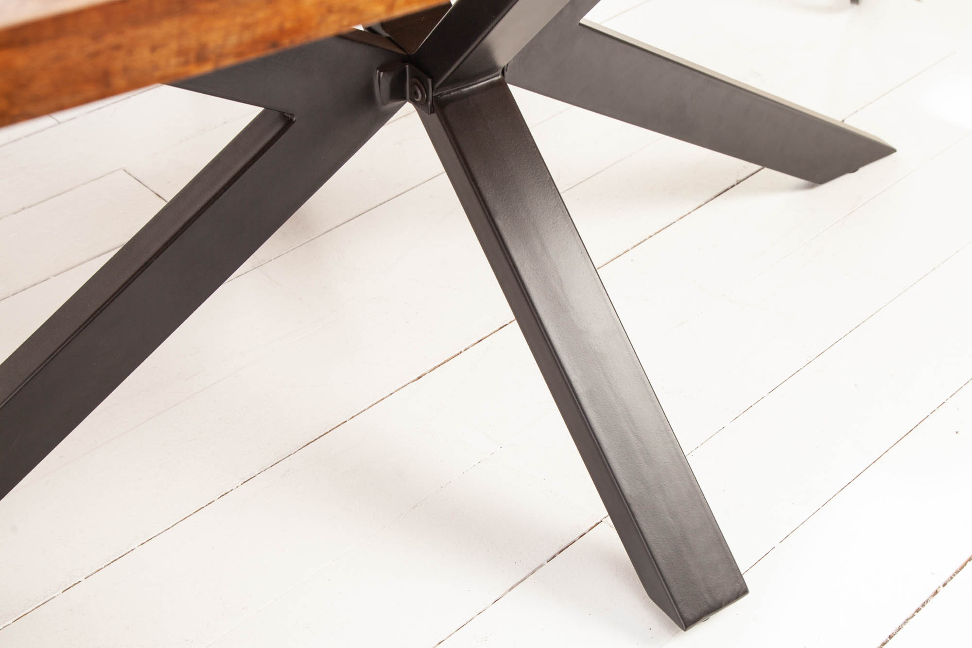 Masa dining din metal si lemn masiv de mango 200 cm Wood - imagine 6