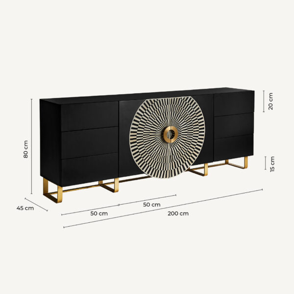 Bufet inferior cu model geometric din MDF și fier Gatsby - imagine 7