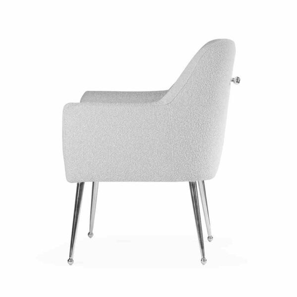 Scaun dining alb/argintiu din boucle Amadeus - imagine 4