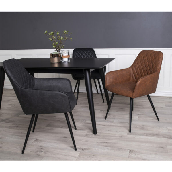 Scaun dining negru din piele ecologică Harbo - imagine 7