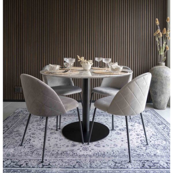 Set 2 scaune dining din catifea Geneve gri cu picioare negre - imagine 6