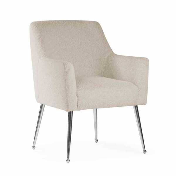 Scaun dining bej/argintiu din boucle Amadeus