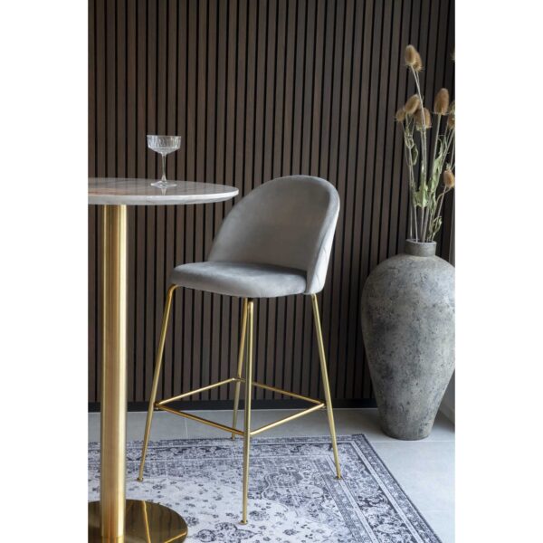 Set 2 scaune de bar gri/auriu din catifea Lausanne - imagine 3