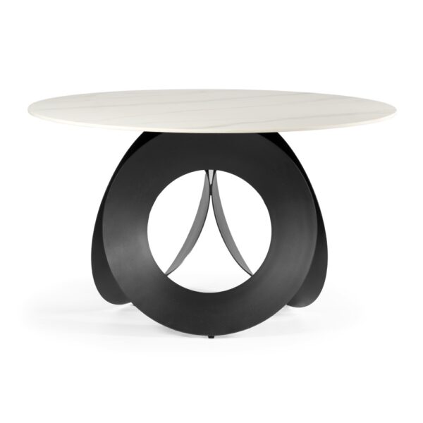 Masă dining rotundă 130ø negru/alb Parma