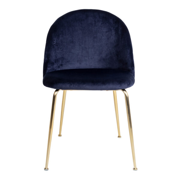 Set 2 scaune dining din catifea Geneve albastru cu picioare aurii - imagine 4
