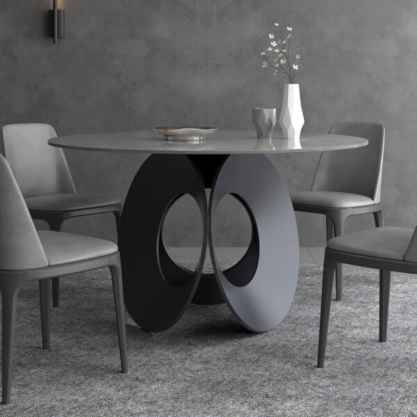 Masă dining rotundă 130ø negru/alb Parma - imagine 4
