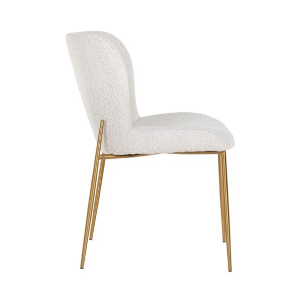 Scaun dining alb/auriu din tesatura boucle Odessa - imagine 4