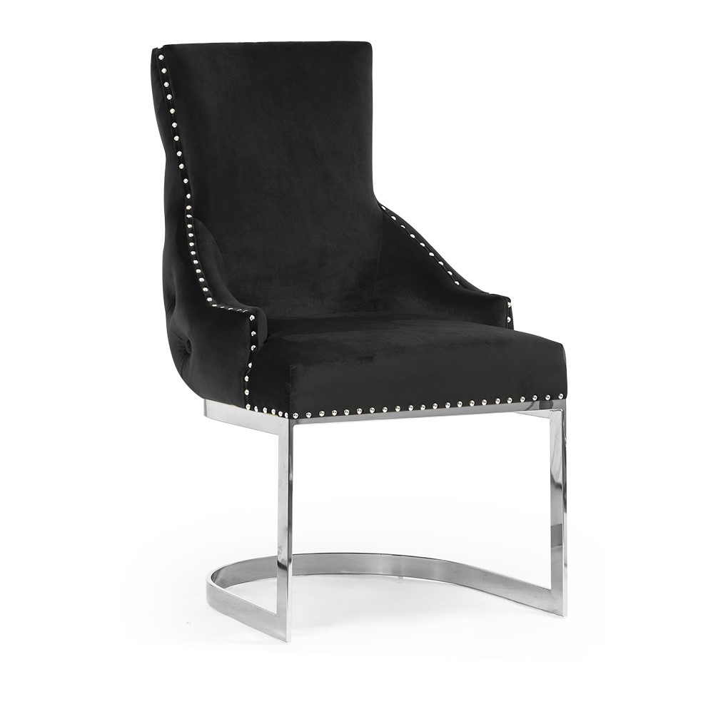Scaun dining din catifea negru/auriu chesterfield Tuluza - imagine 3