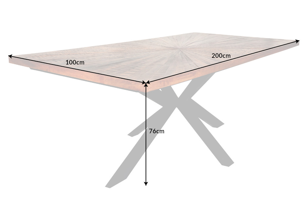 Masa dining din metal si lemn masiv de mango 200 cm Wood - imagine 7