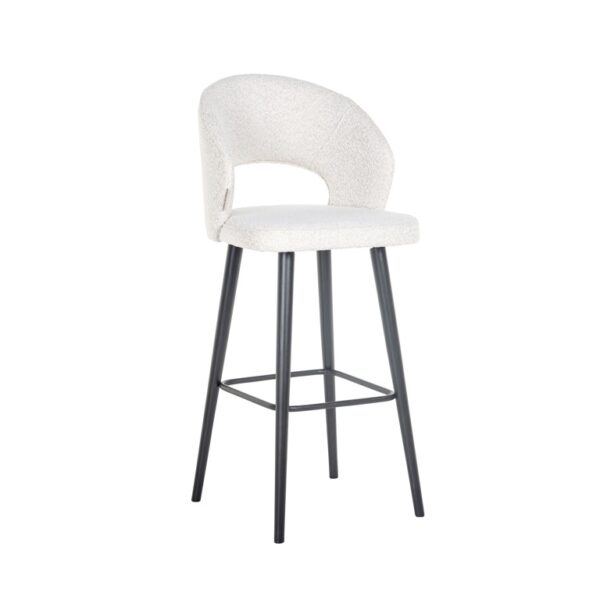 Scaun de bar alb din tesatura boucle Savoy