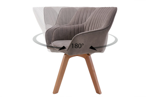Scaun dining rotativ 180° din microfibra grej Livorno - imagine 6