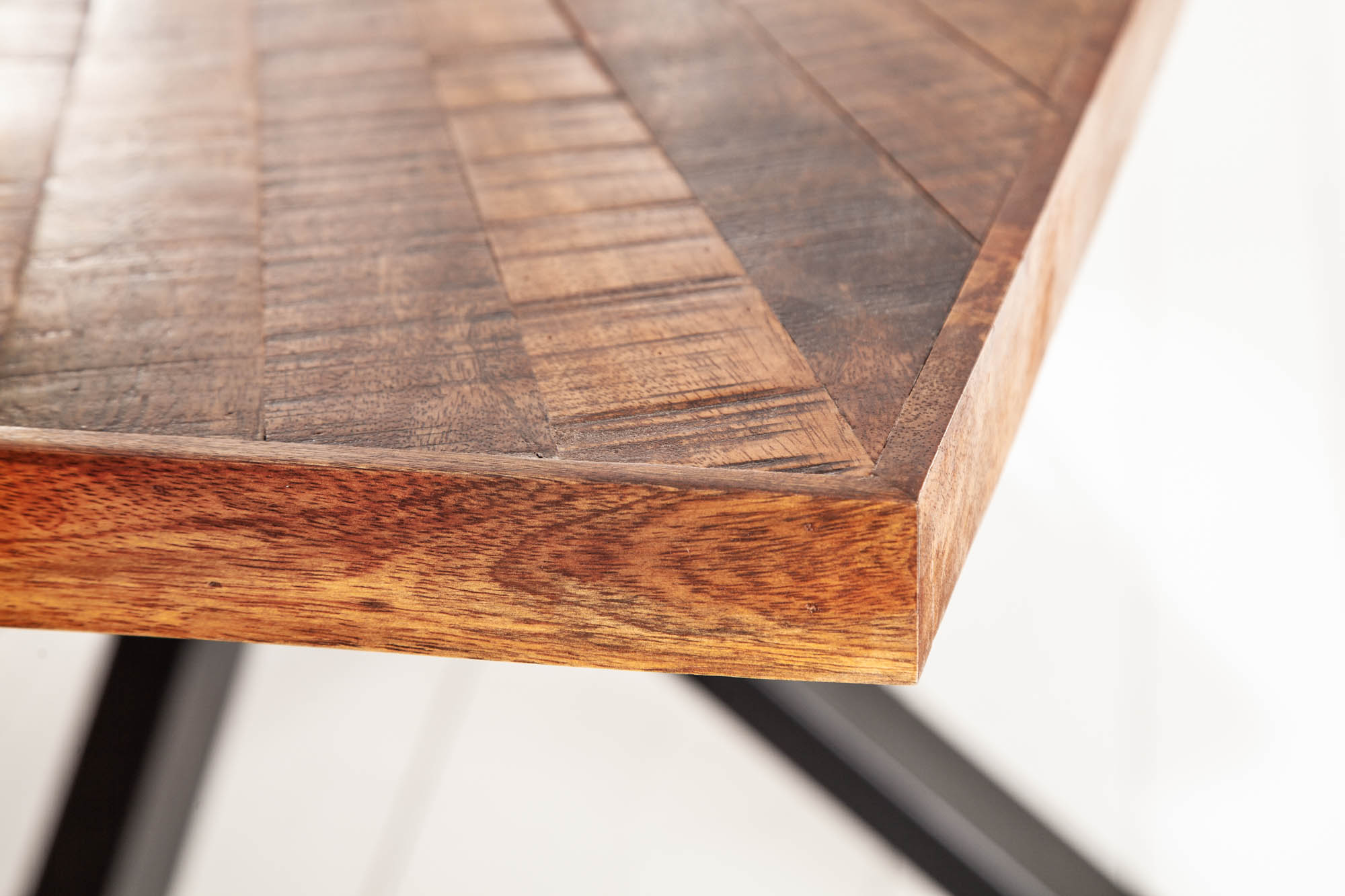 Masa dining din metal si lemn masiv de mango 200 cm Wood - imagine 4