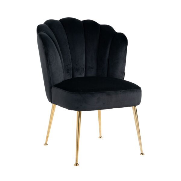 Scaun dining negru/auriu din catifea Pippa