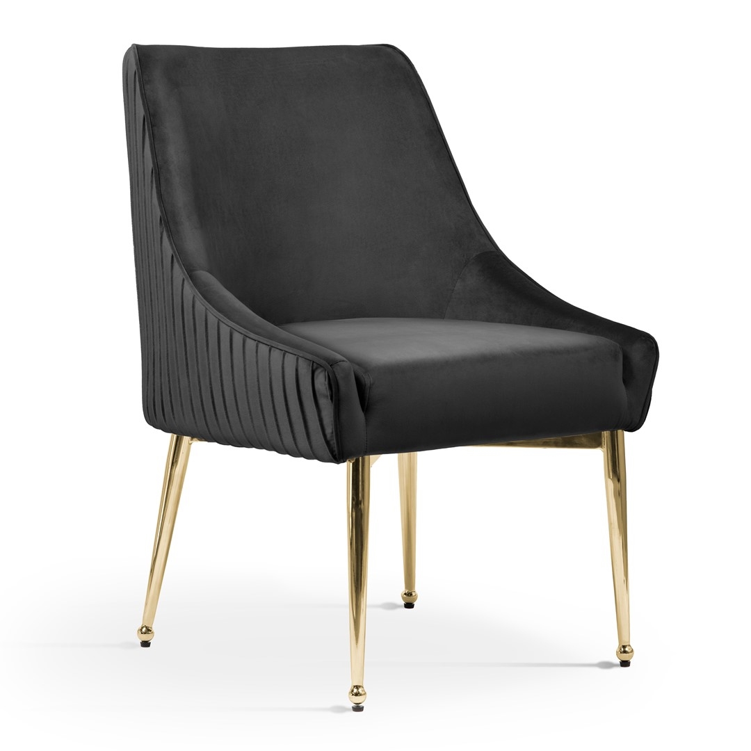 Scaun dining din catifea negru/auriu Cordoba