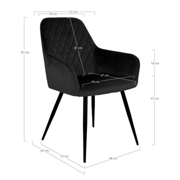 Scaun dining negru din catifea Harbo - imagine 7