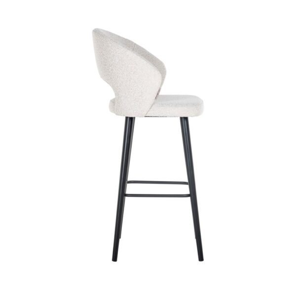 Scaun de bar alb din tesatura boucle Savoy - imagine 4