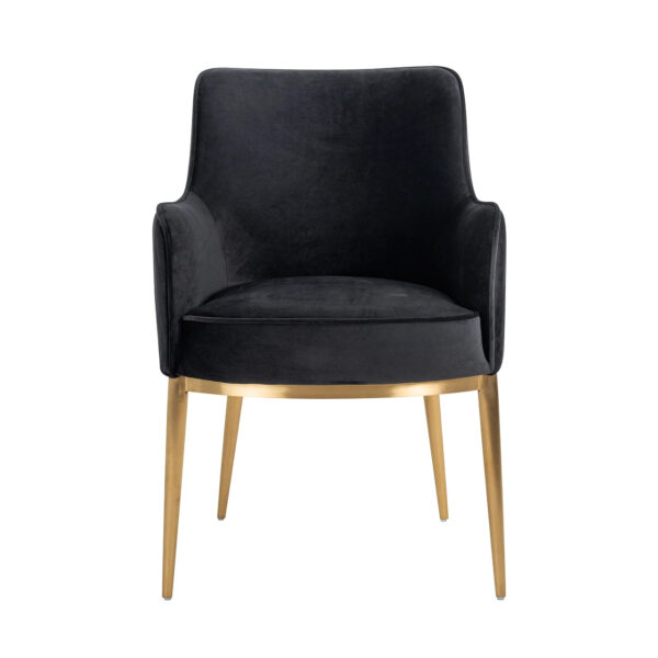 Scaun dining negru din catifea Breeze - imagine 3