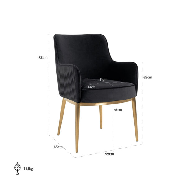 Scaun dining negru din catifea Breeze - imagine 6