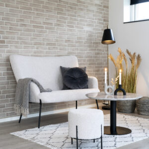 Canapea alba din boucle 2 locuri Dublin