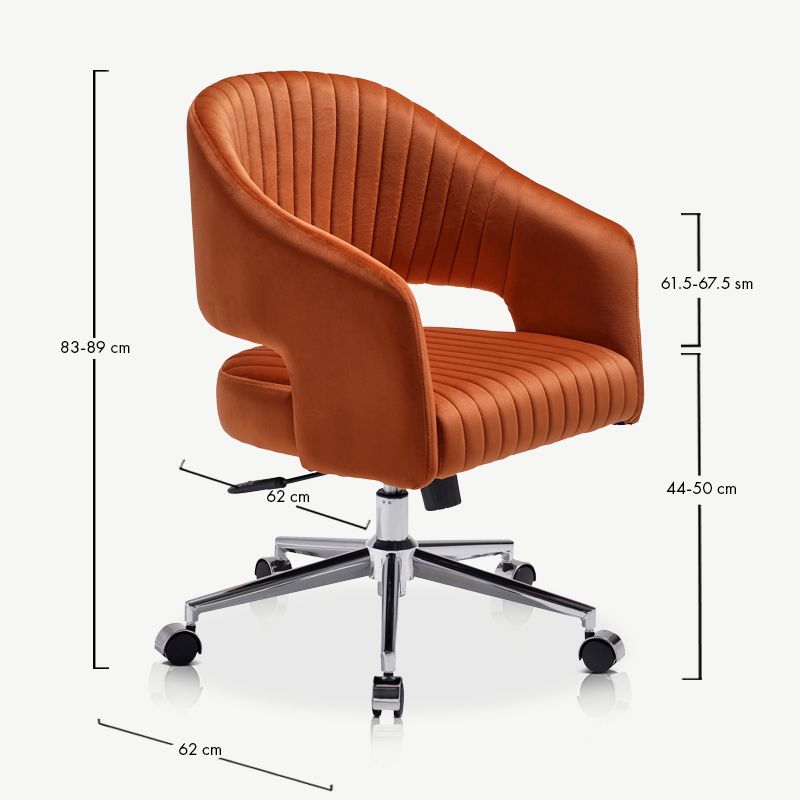 Scaun de birou rotativ reglabil din catifea portocaliu Constance - imagine 7