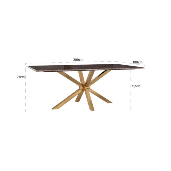 Masa dining maro/aurie din marmura si metal 200 cm Athos - imagine 5