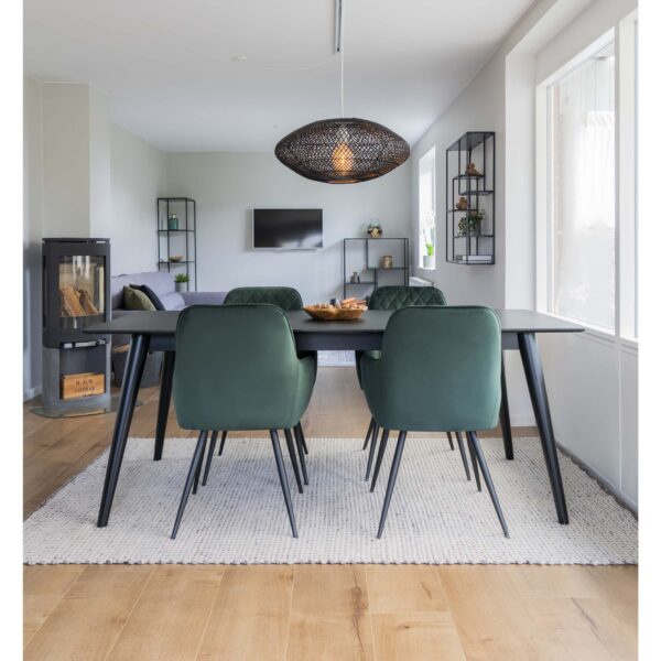 Scaun dining verde din catifea Harbo - imagine 6