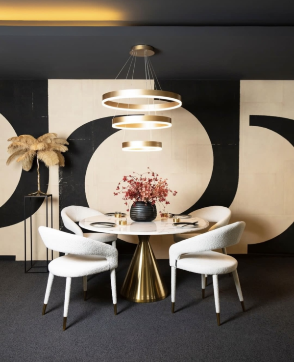 Masa dining alb auriu Ø130cm Tenille - imagine 6