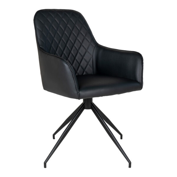 Scaun dining rotativ negru din piele ecologica Harbo