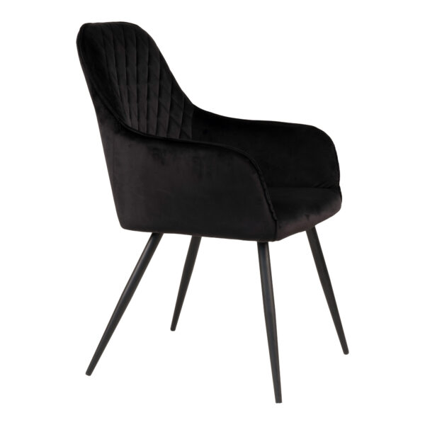 Scaun dining negru din catifea Harbo - imagine 6