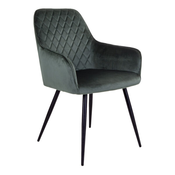 Scaun dining verde din catifea Harbo