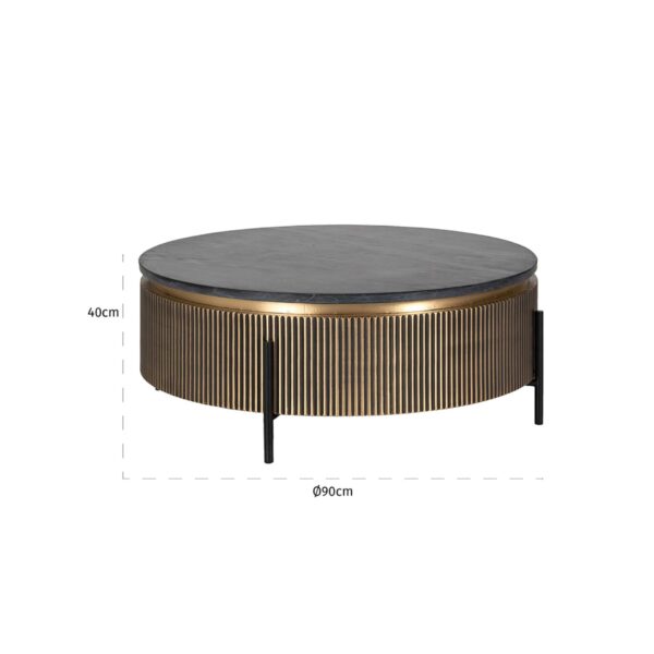 Masa de cafea neagra aurie Ø90 cm Ironville - imagine 7
