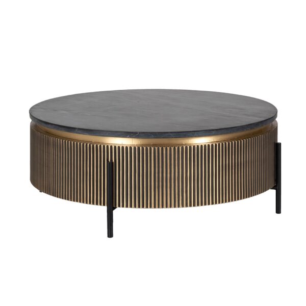 Masa de cafea neagra aurie Ø90 cm Ironville