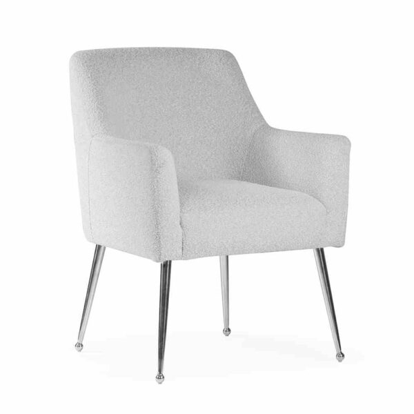 Scaun dining alb/argintiu din boucle Amadeus