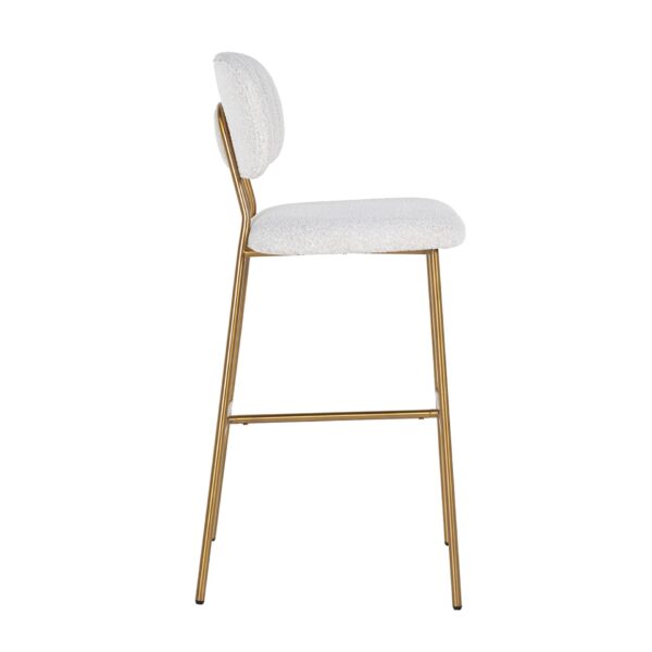 Scaun de bar alb din tesatura boucle H109,5cm Xenia - imagine 3