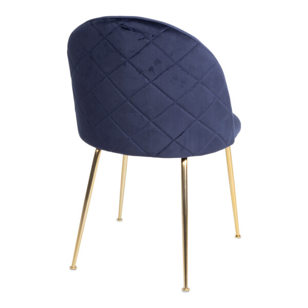Set 2 scaune dining din catifea Geneve albastru cu picioare aurii - imagine 3