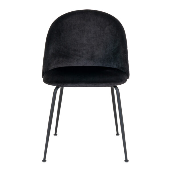 Set 2 scaune dining din catifea Geneve negru cu picioare negre - imagine 3