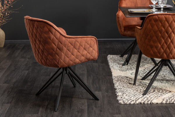 Scaun dining rotativ 180° din catifea maro Euphoria - imagine 4