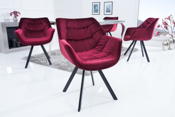 Scaun dining din catifea rosu Dutch Comfort - imagine 2