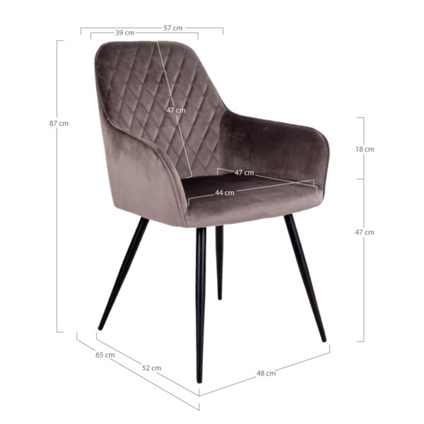 Scaun dining gri din catifea Harbo - imagine 7