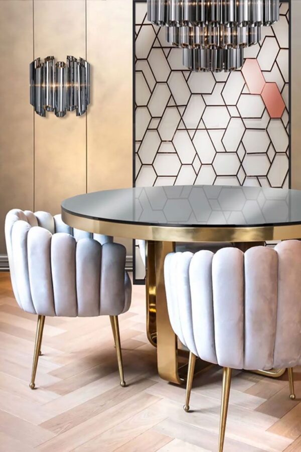 Scaun lounge bej/auriu din catifea Lili - imagine 4