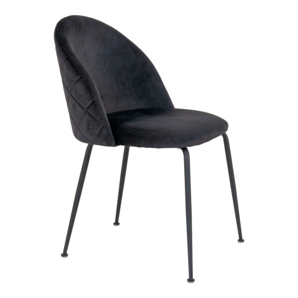 Set 2 scaune dining din catifea Geneve negru cu picioare negre - imagine 4