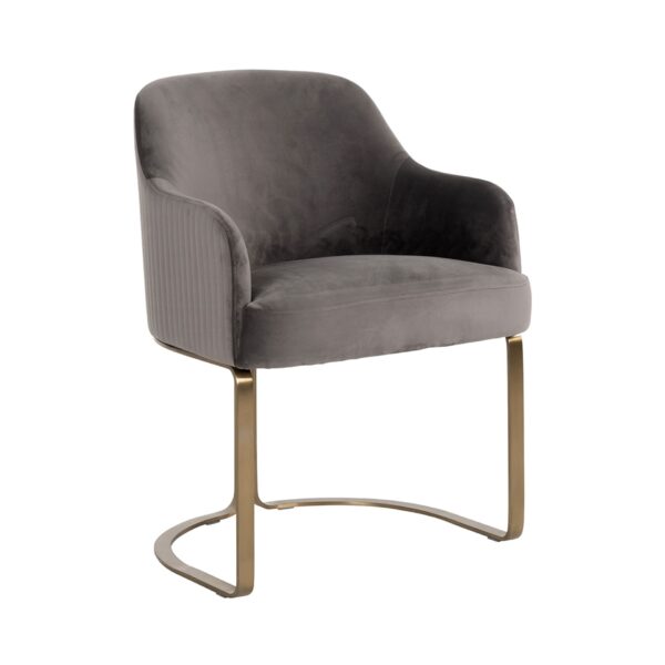 Scaun dining gri/auriu din catifea Hadley