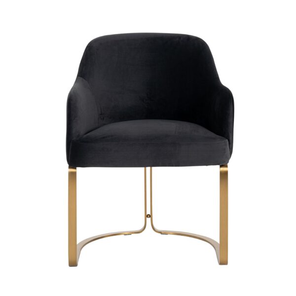 Scaun dining negru/auriu din catifea Hadley - imagine 2